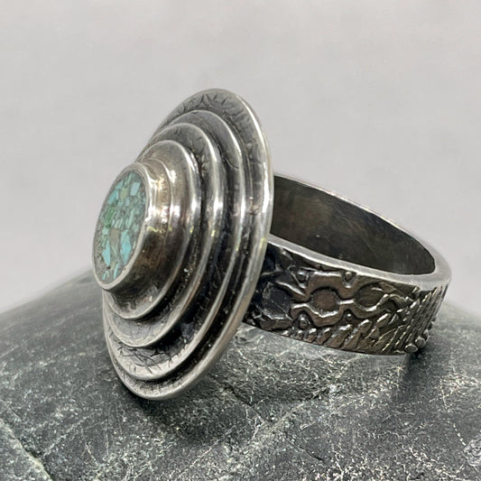 Turquoise Inlay Nested Circle Ring