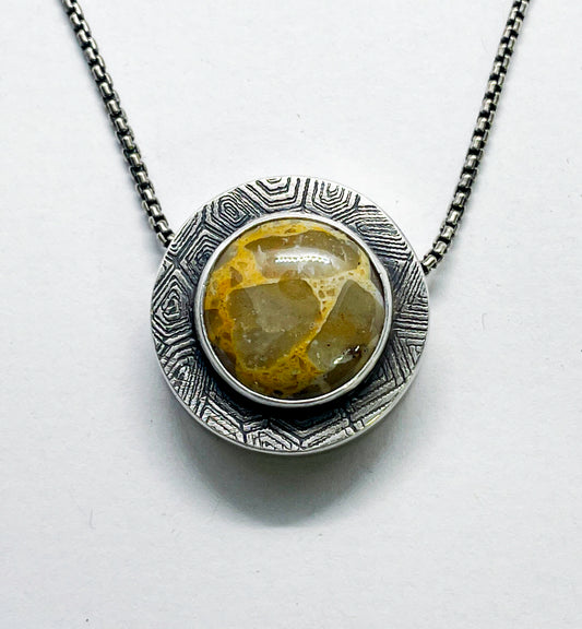 Hollow Formed Circular Pendant with Utah Conglomerate