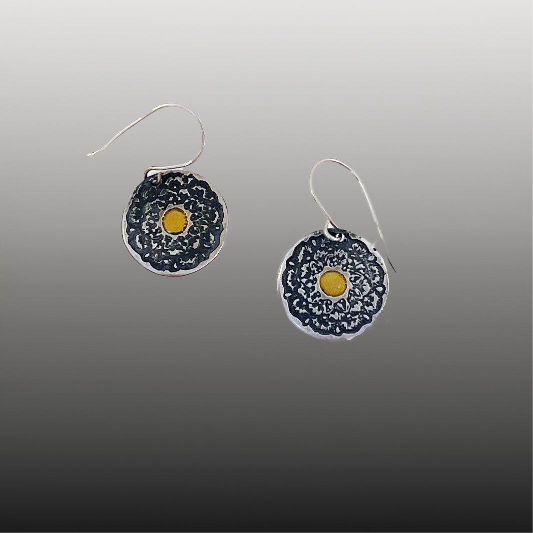 Mandala Earrings with Gold Center