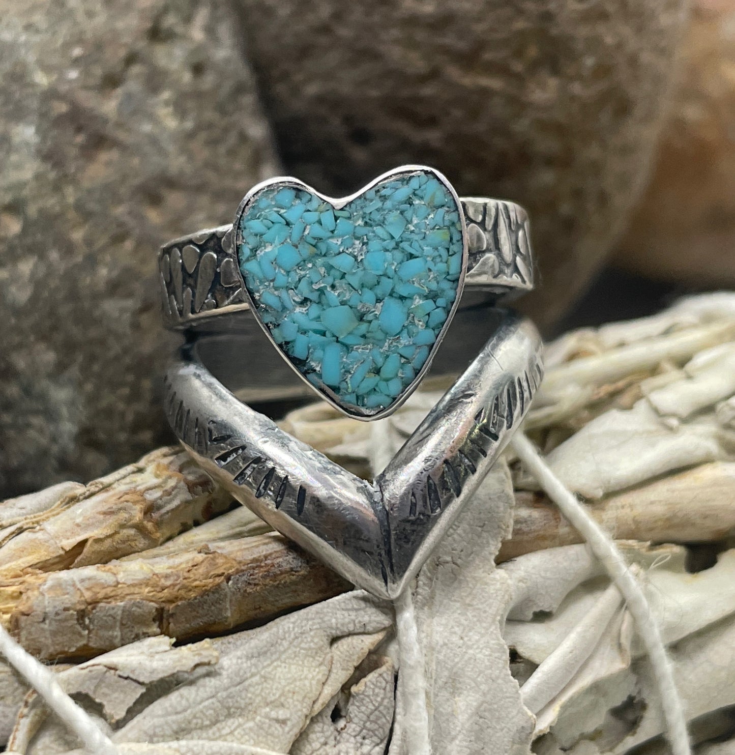 Turquoise Inlay Heart Ring