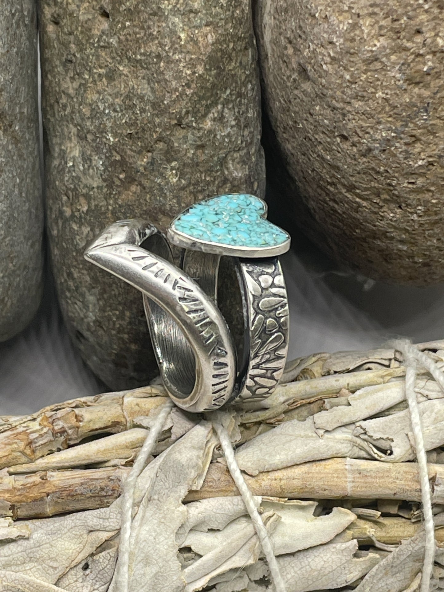 Turquoise Inlay Heart Ring
