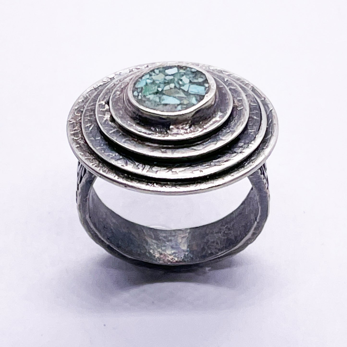 Turquoise Inlay Nested Circle Ring - Sable Design