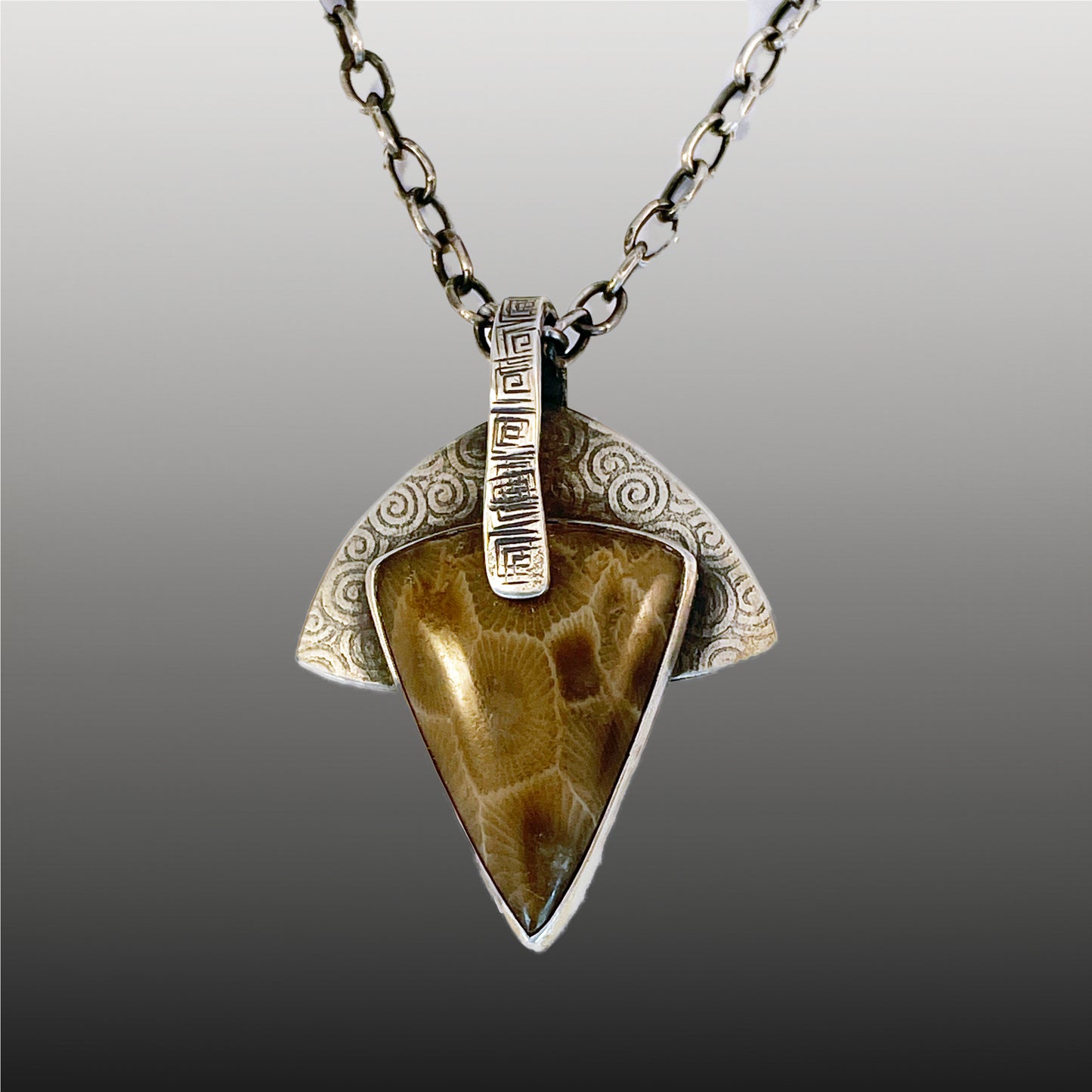 Sterling Silver Michigan Petoskey Stone Necklace