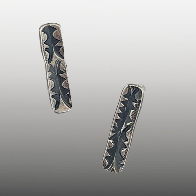 Textured Sterling Bar Earring - Sable Design