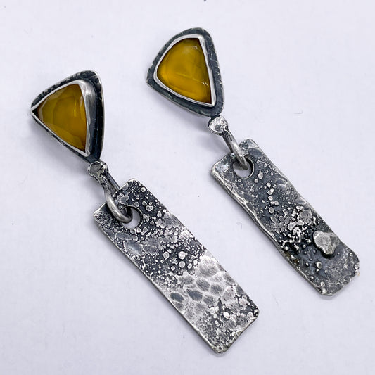 Yellow Chalcedony Rustic Earrings - Sable Design