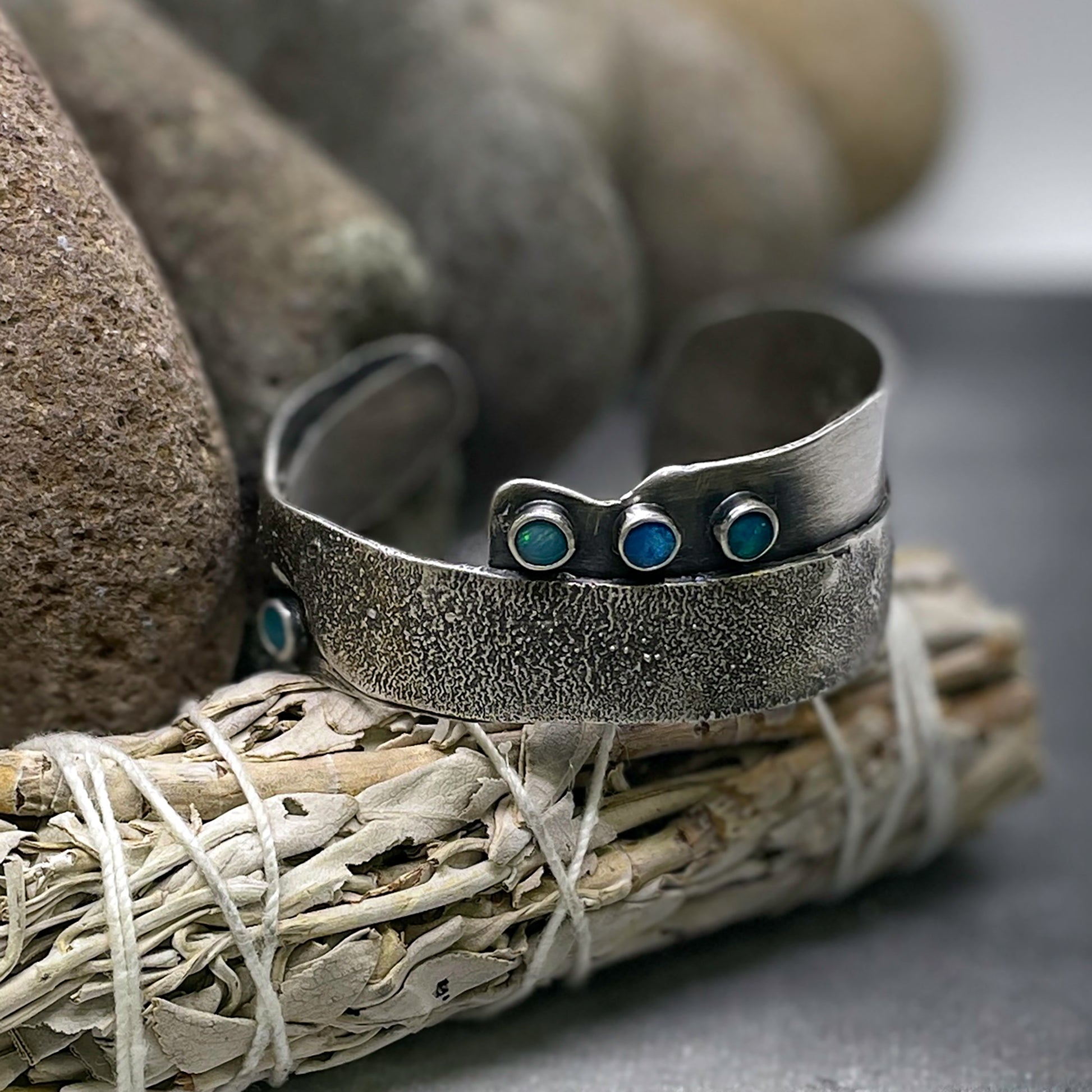 Opal and Sterling Silver Cuff - Sable Design